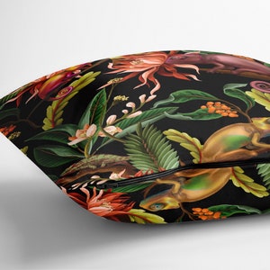 Colourful Chameleons Throw Pillow Cover, Exotic Tropical Floral  Luxury Pillow Cover, Botanical Decorative Pillow Case, Modern Cushion  #15