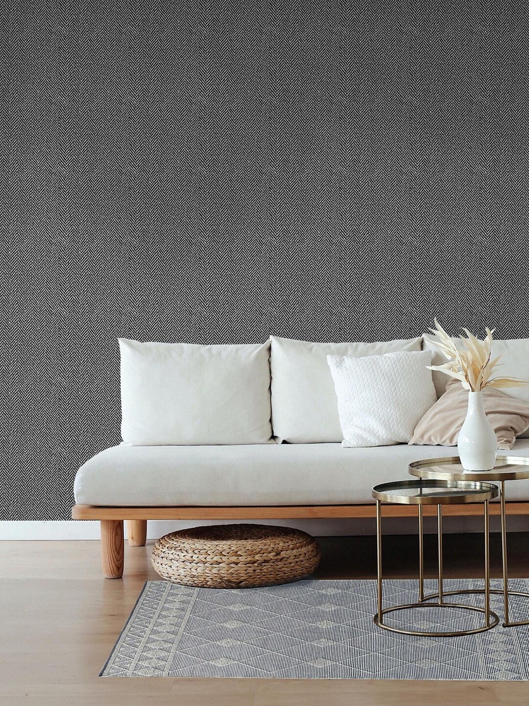 Herringbone Tweed Wallpaper – Grey Textured Wall Fabric Look #144 - Etsy
