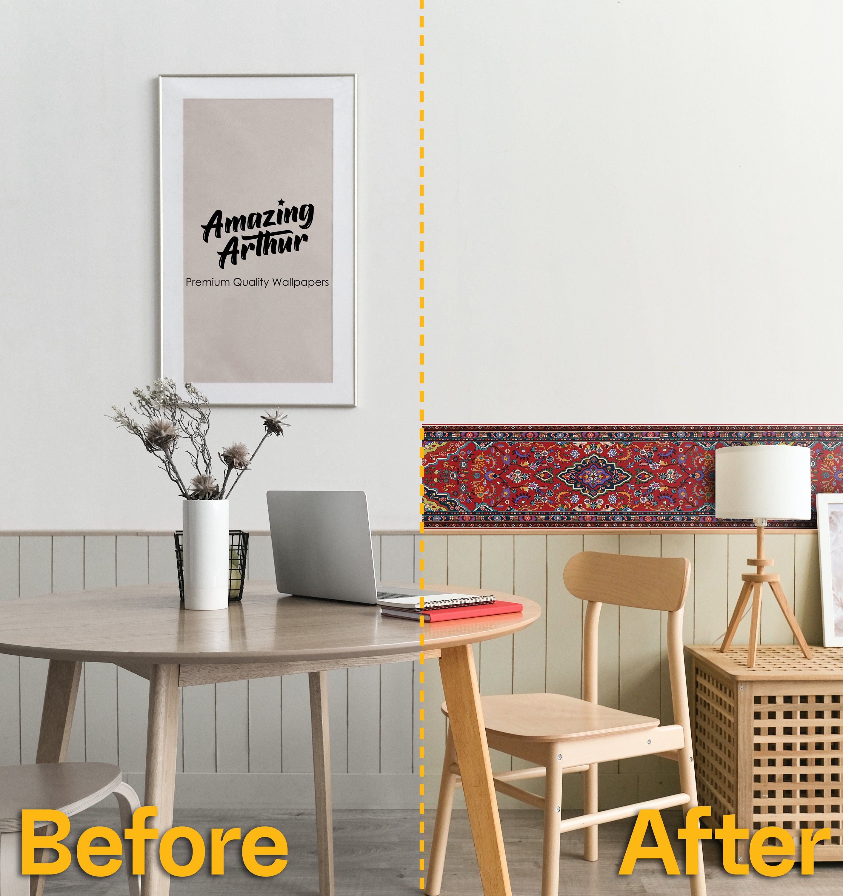 Persian Carpet Design Wallpaper Border Oriental Pattern Wall Etsy UK