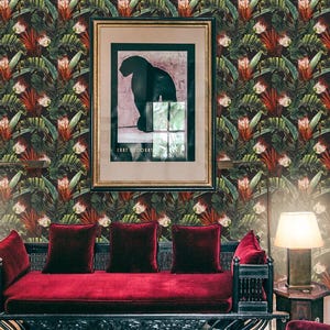 Dark Tropical Wallpaper: Exotic Leaves Mural, Peel & Stick #125