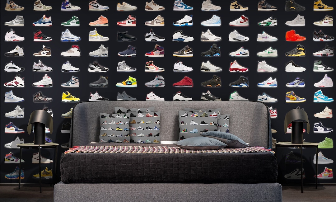 Buy Jordan Sneakers Wallpaper: Floating Basketball Shoes, Peel Stick Wall  Decor #77 Online in India - Main Image