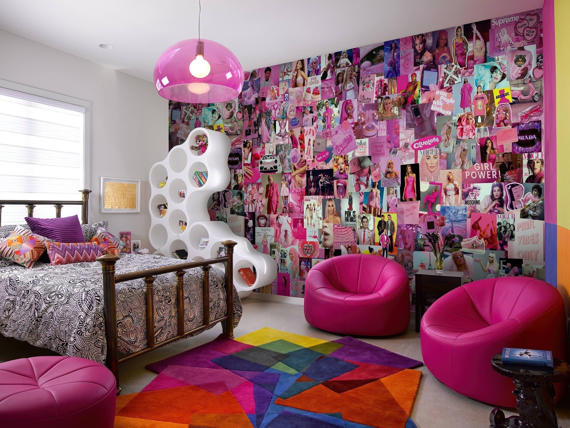 Fond décran Pink Mood Board, Collage esthétique rose, Papier peint