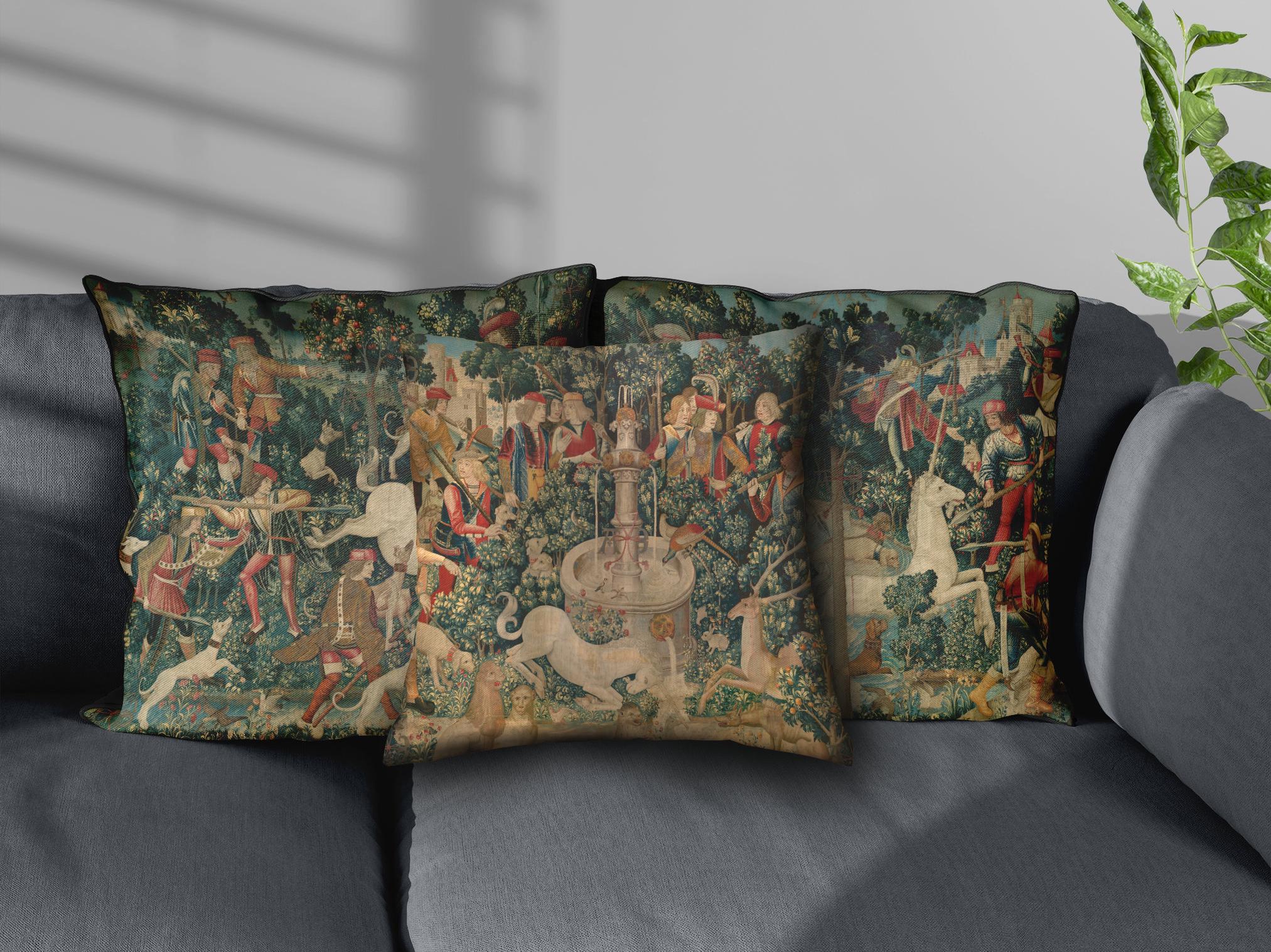Wnoesat Set di 2 federe colorate per cuscini con albero di Natale, 40,6 x 40,6 cm, acquerello, rosa, verde, pini, per esterni, decorazione invernale per le vacanze, per la casa, il divano