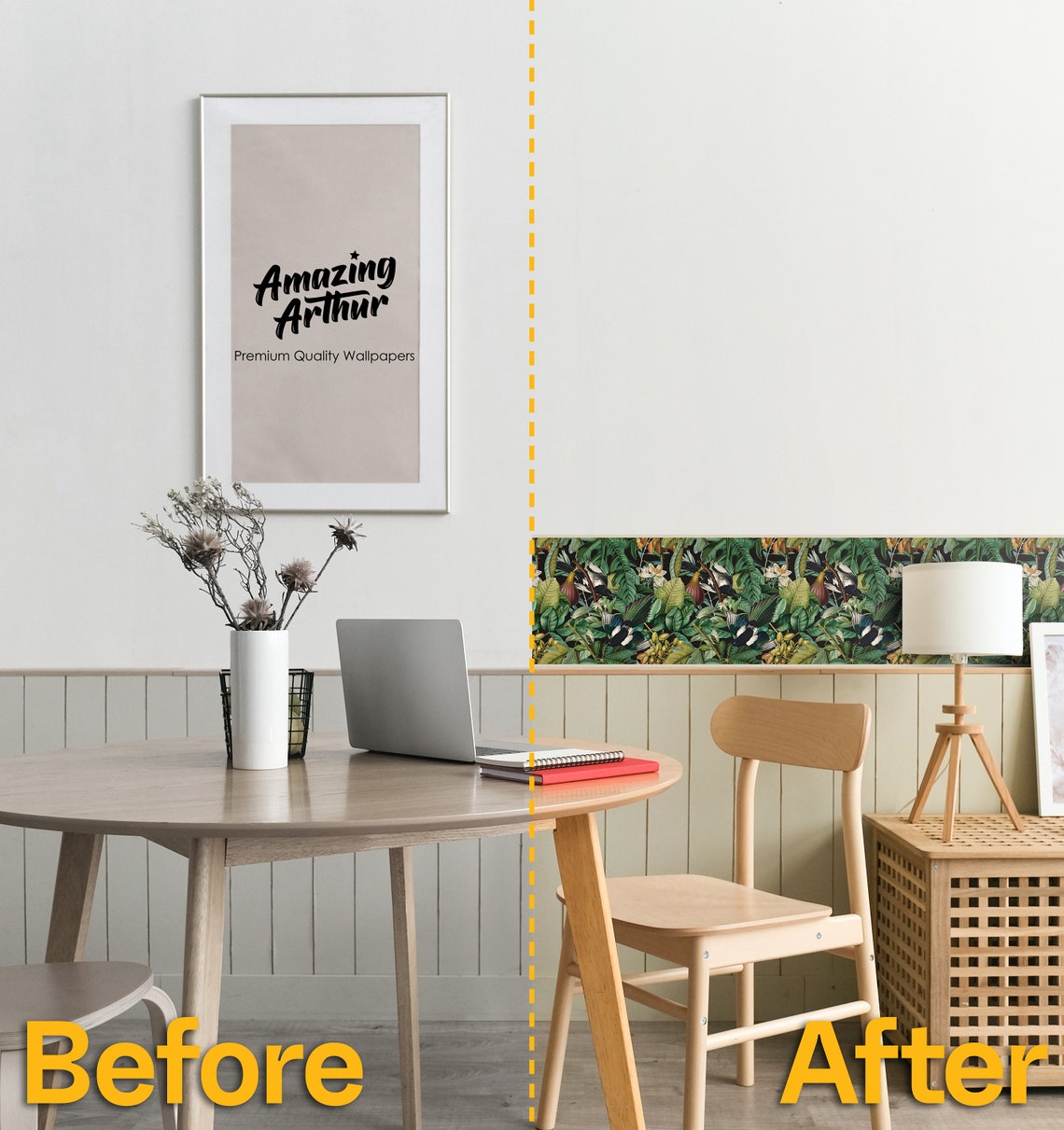 Tropical Jungle Wallpaper Border Modern Botanical Garden Wall Etsy