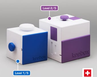 keebox STARTER BUNDLE (blue & purple) escape rooms in a box / sequential discovery puzzle boxes