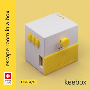 Keebox amarelo escape room em uma caixa / caixa de quebra-cabeça de descoberta sequencial