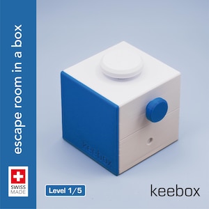 keebox blue escape room in a box / sequential discovery puzzle box