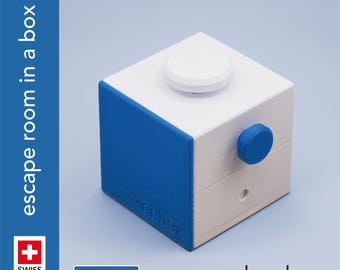 keebox blue escape room in a box / sequential discovery puzzle box