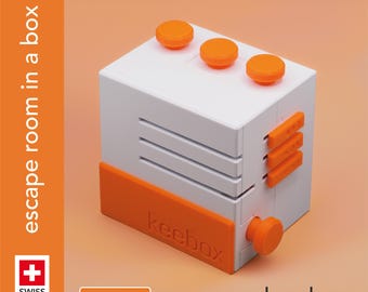 keebox orange escape room in a box / sequential discovery puzzle box