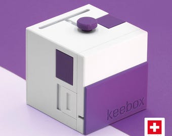 keebox purple Rätselbox Level 2 | mittel schwieriger 'Escape Room in a Box'| Mechanische Puzzlebox | Sequential-Discovery Trickbox-Challenge