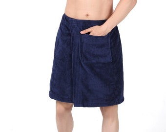 Herren Sauna Kilt Handtuch - 100% Baumwolle Verstellbarer Bezug für Beach Spa Gym Bag