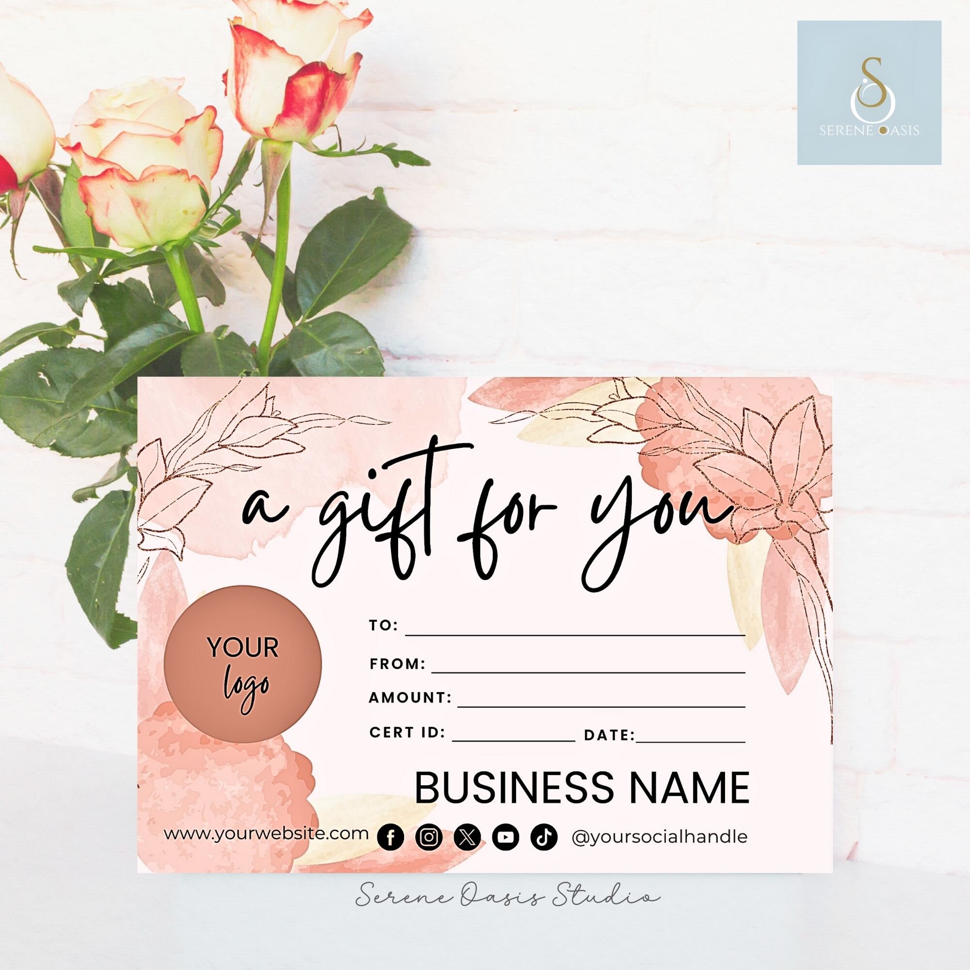Florist Gift Card Canva Add Logo Certificate Minimalist DIY Gift