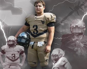 Custom Football Player Poster | Personalized Sports Collage | Football Team Gift | Youth Athlete Wall Art | Printable - Digital Download