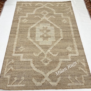 5x7 jute Rug Natural White Eco Friendly Rug Handwoven Flatweave Jute Textured Area Rug for Dining Room Rug Home Decor Custom jute rug