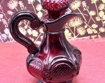 Vintage Cruet Ruby Red Crystal Glass