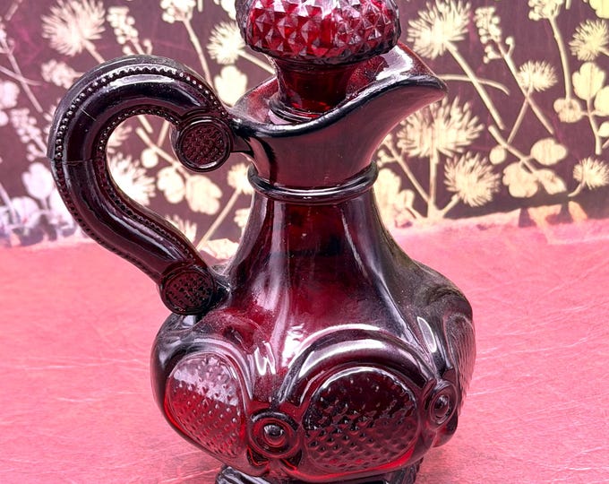 Vintage Cruet Ruby Red Crystal Glass
