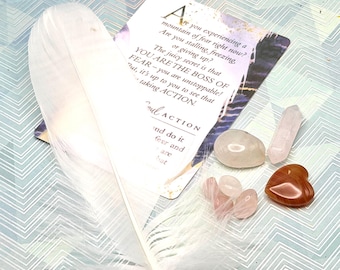 Crystal Healing Kit: Pendulum, Worry Stone, Affirmations, Sage Incense
