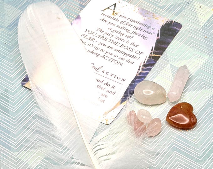 Crystal Healing Kit: Pendulum, Worry Stone, Affirmations, Sage Incense