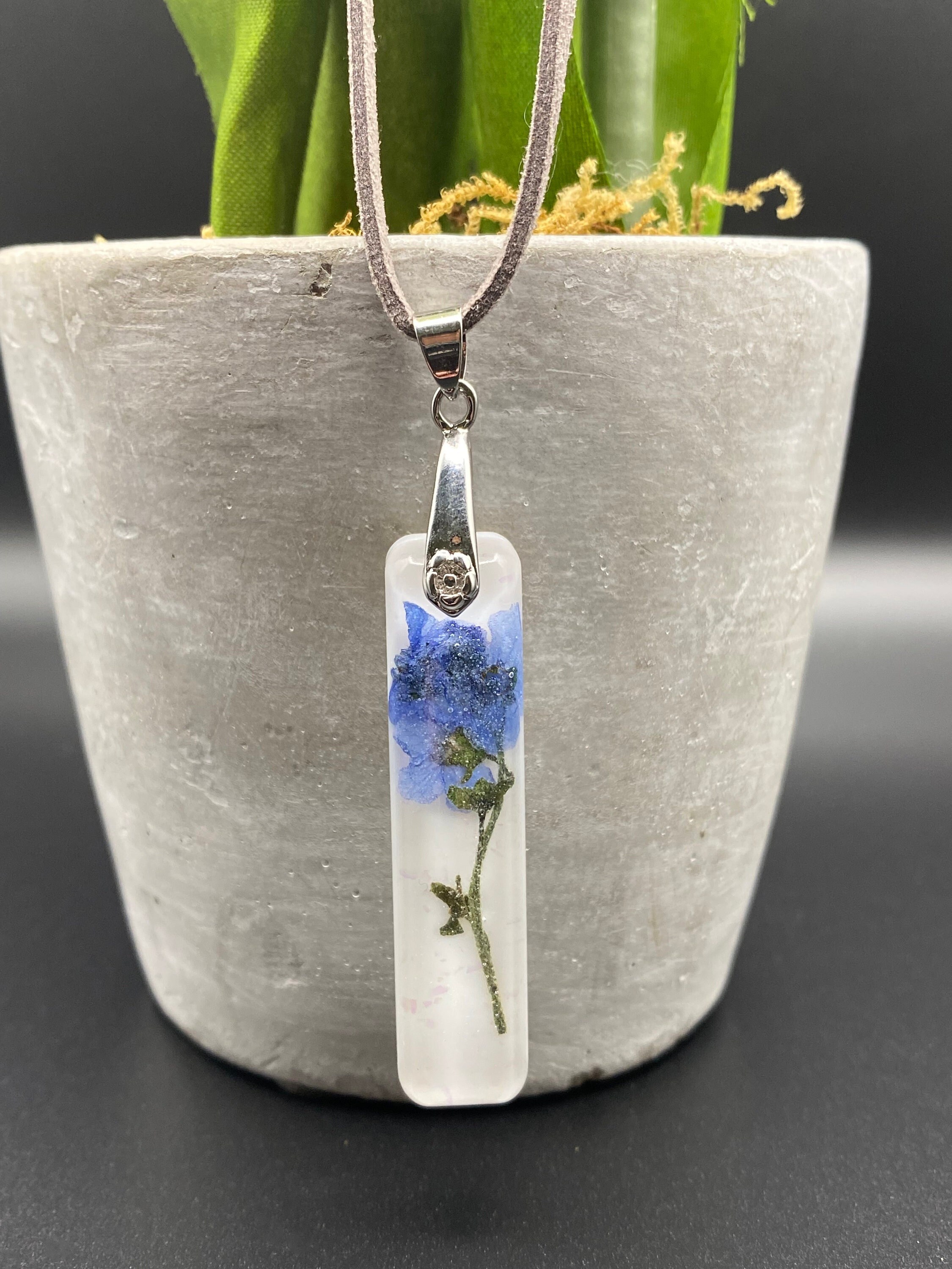 Forget me 2024 not resin necklace
