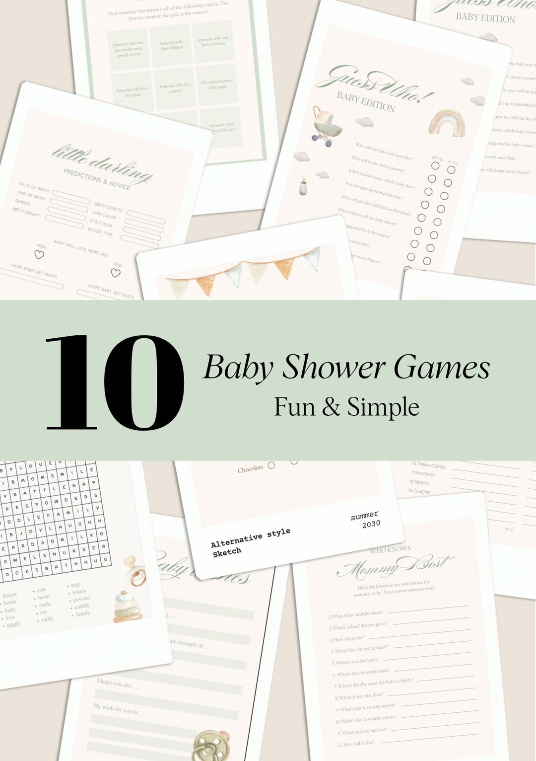 Baby Shower Games Bundle – 10 Printable Games – Instant Download - Etsy