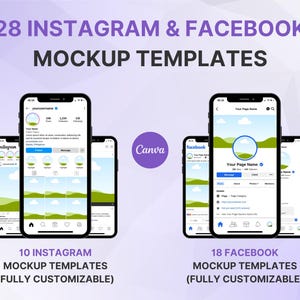28 Instagram & Facebook Mockup Templates - Fully Customizable w/ Canva
