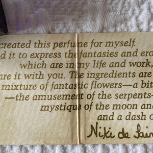 Vintage Niki de Saint Phalle Pure Parfum, Primera Edición, 1982, 1/4 FL.OZ 7ml imagen 5