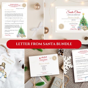 Paquete Carta de Santa, plantillas editables, incluye cartas X2, certificado, sobres y etiquetas de regalo de Navidad, imprimible, descarga instantánea
