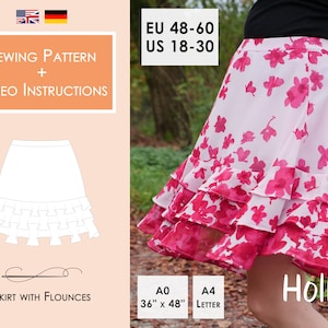 Skirt HOLLY with Flounces PDF Sewing Pattern Sizes 48-60 (18-30) | Instant Download in A4, Letter, A0, 36“x48“