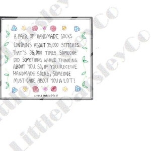 Floral Care Label for Handmade Socks