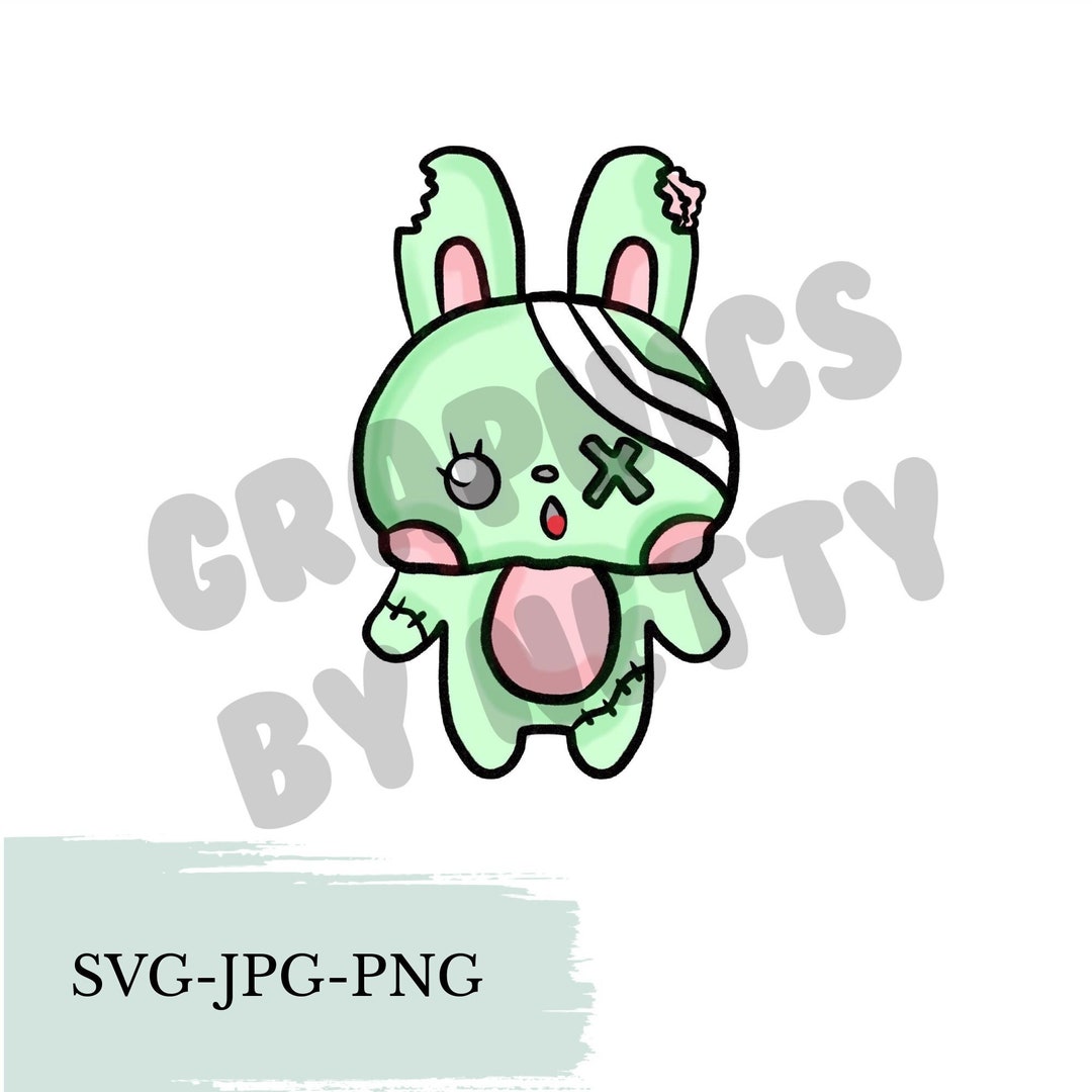 Kawaii Zombie Bunny Svg Png Jpeg Format Commercial Use - Etsy
