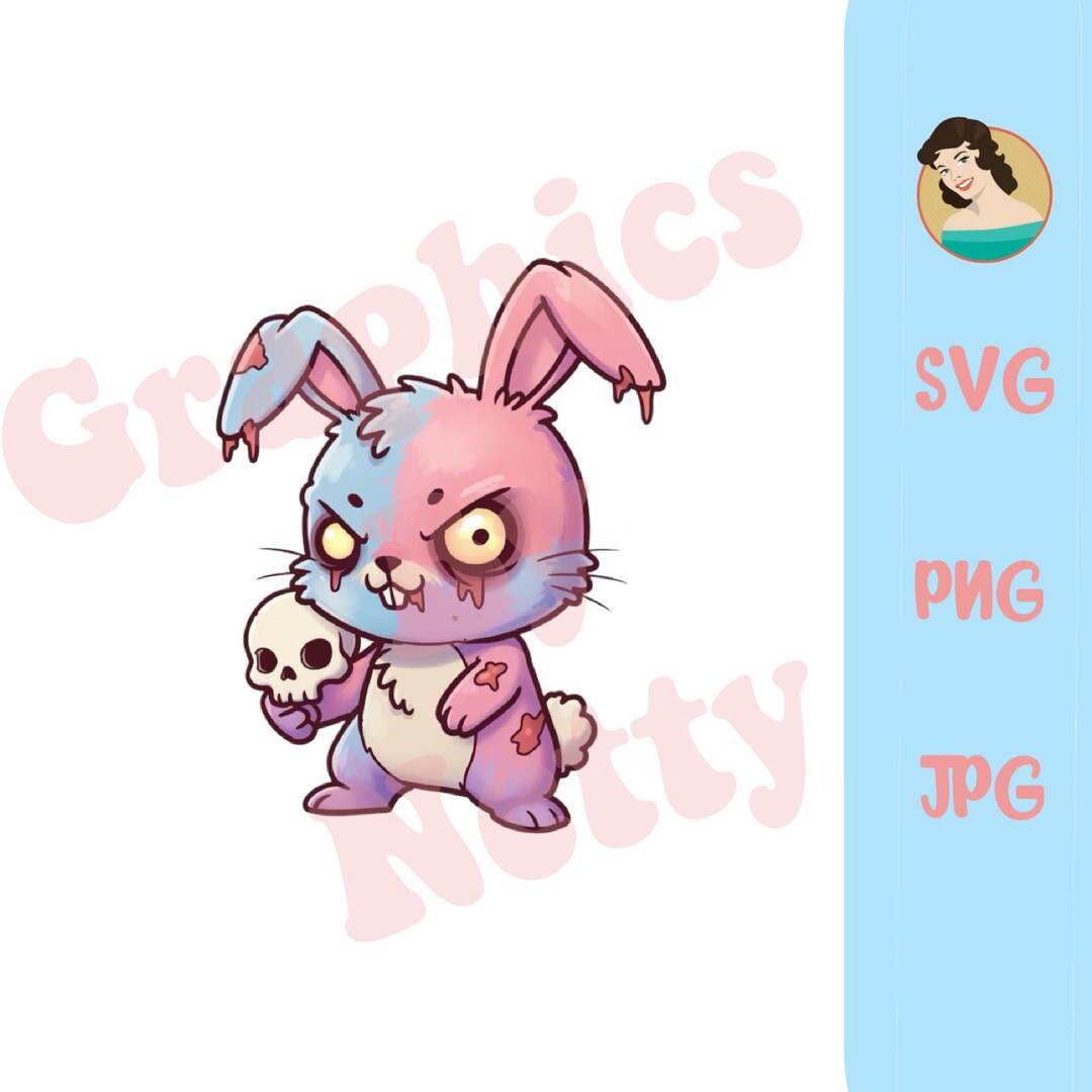Zombie Bunny Holding Skull Svg Png Jpeg Format Commercial Use ...