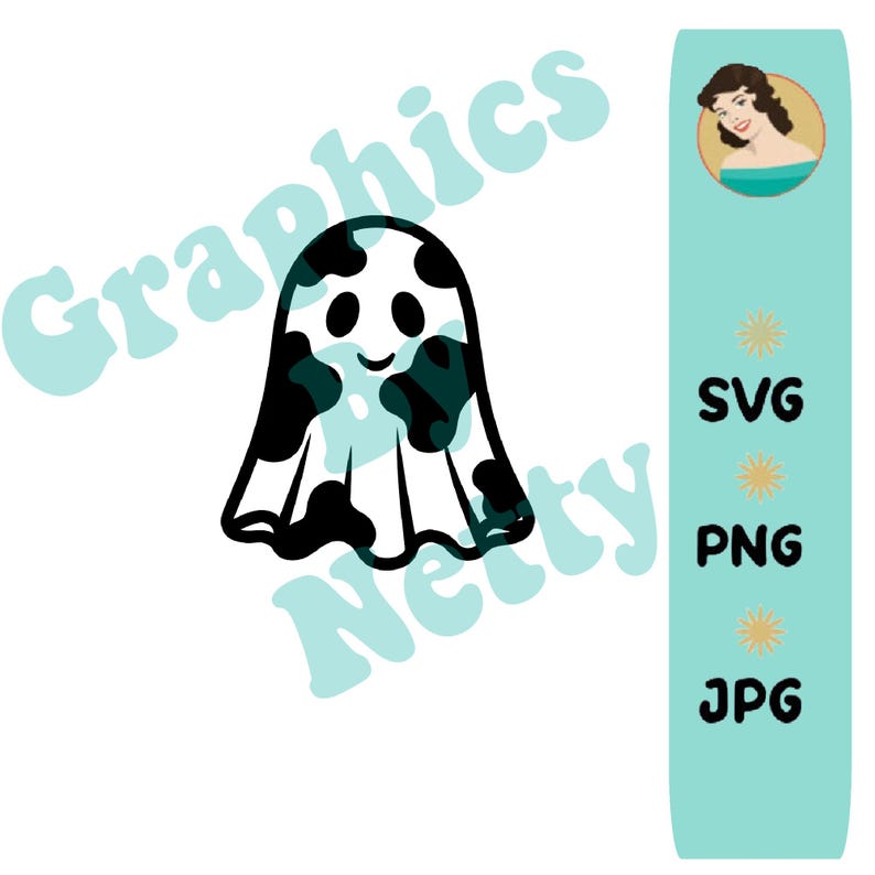 Cow Print Ghostie Jpeg/svg/png Format Commercial Use Digital Stamp ...