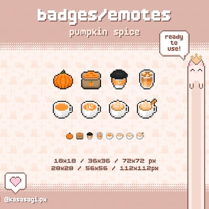 Twitch Pixel Art / Insignias de suscripción de Pumpkin Spice Latte Bit / Insignias y emoticonos / Puntos de canal