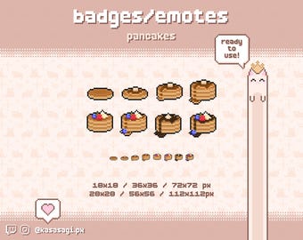 Twitch Pixel Art / Pancakes Bit Sub Badges / Badges and Emotes / Channel points