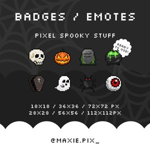Twitch Badges / Pixel Art / Spooky Halloween Bit Sub Badges / Spooktober / Seasonal Badges and Emotes / Channel points