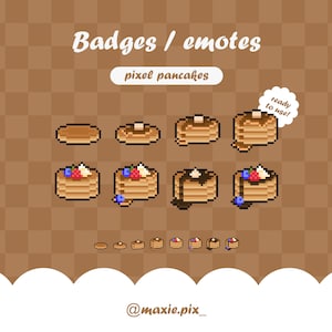 Twitch Badges / Pixel Art / Cute Pancakes Bit Sub Badges / Badges and Emotes / Channel points