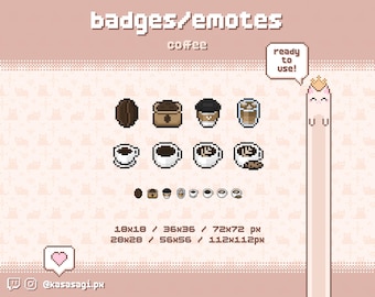 Twitch Pixel Art / Coffee Bit Sub Badges / Badges and Emotes / Channel points