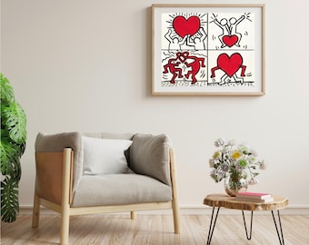 Cuadro pintado a mano inspirado en Keith Haring