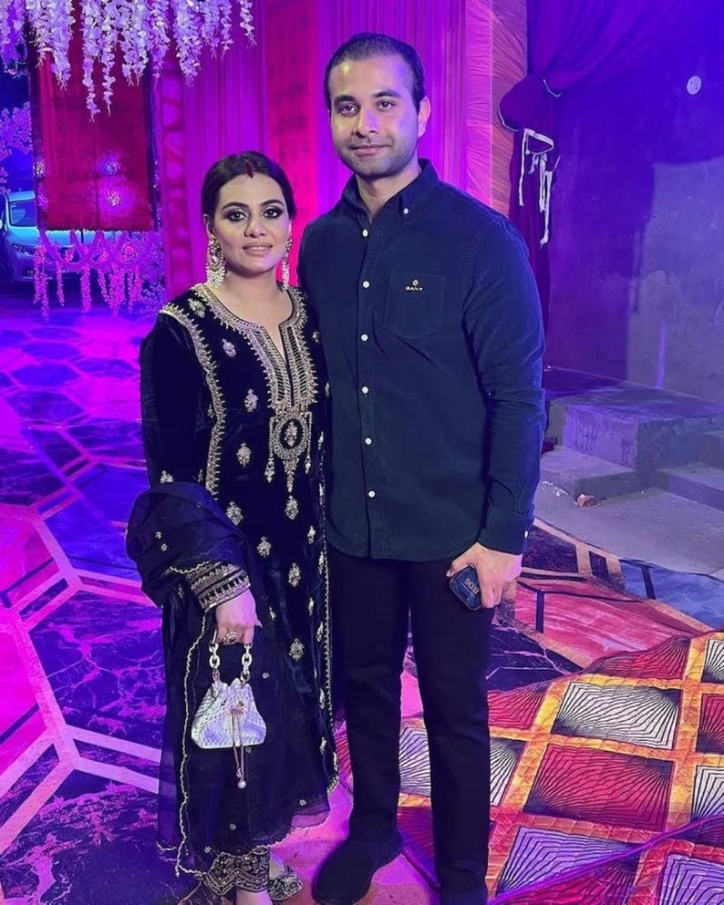 Wedding Special Royal Blue Velvet Suit Fully Embroidered Velvet Dress