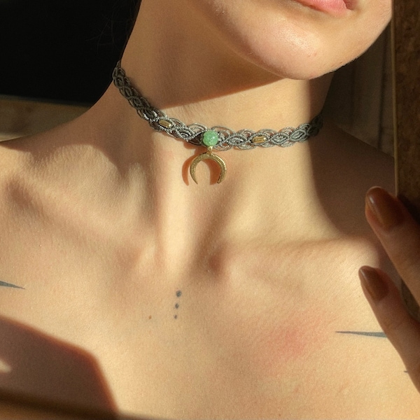 vitosha choker green / macrame choker / macrame necklace