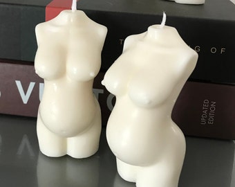 Pregnant baby bump mama curvy female body candle woman torso sculpture fragranced soy wax candle handmade home decor