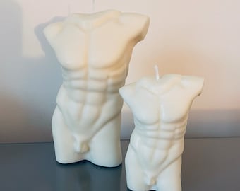The Hunk großer & kleiner Muskel Mann männlicher Körper Torso Kerzenset / Duft Sojawachs handgemachtes Wohndekor