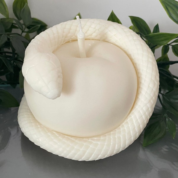La manzana venenosa y la serpiente serpiente escultura 3d vela hecha a mano decoración del hogar