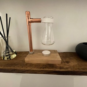 Copper lab flask science home decor diffusers handmade wooden stand oil burner warmer home decor