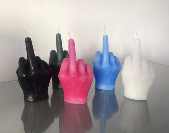Mini Fuck You Middle Finger Flip the Bird Hand Gesture Candle Soy Wax  Choose Colours 9cm X 5cm 