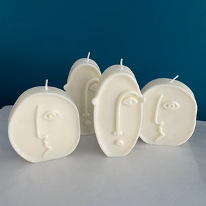 Abstract Faces Picasso heads set of 2 | handmade home decor fragranced sculpture candles