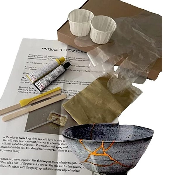 Kit de inicio Kintsugi Kintsugu reparación de oro reparación juego de bricolaje cerámica rota arreglar sello impermeable