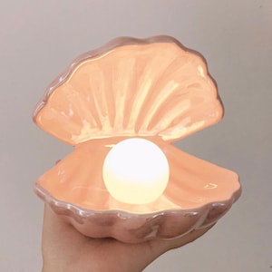 Pink Pearl Oyster lamp Light Side Table Night Light Mood Light Unique Home Decor 