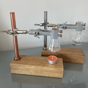 Copper chrome lab flask science home decor diffusers handmade wooden clamp stand oil burner warmer