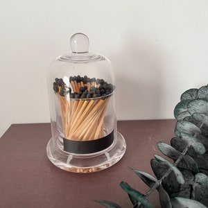 Bell jar cloche long match pot black or white matches candle care handmade home decor